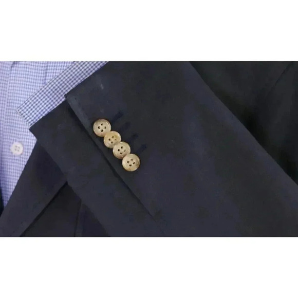 McKenzie Tribe Navy Blue Linen-Viscose Patch Pocket Blazer Jacket 44R - Picture 6 of 8